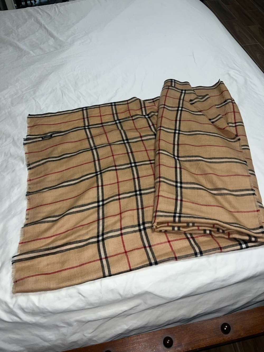 100% Cashmere Made in India Beige Plaid Lightweight Wrap Outstanding - Picture 5 of 10
